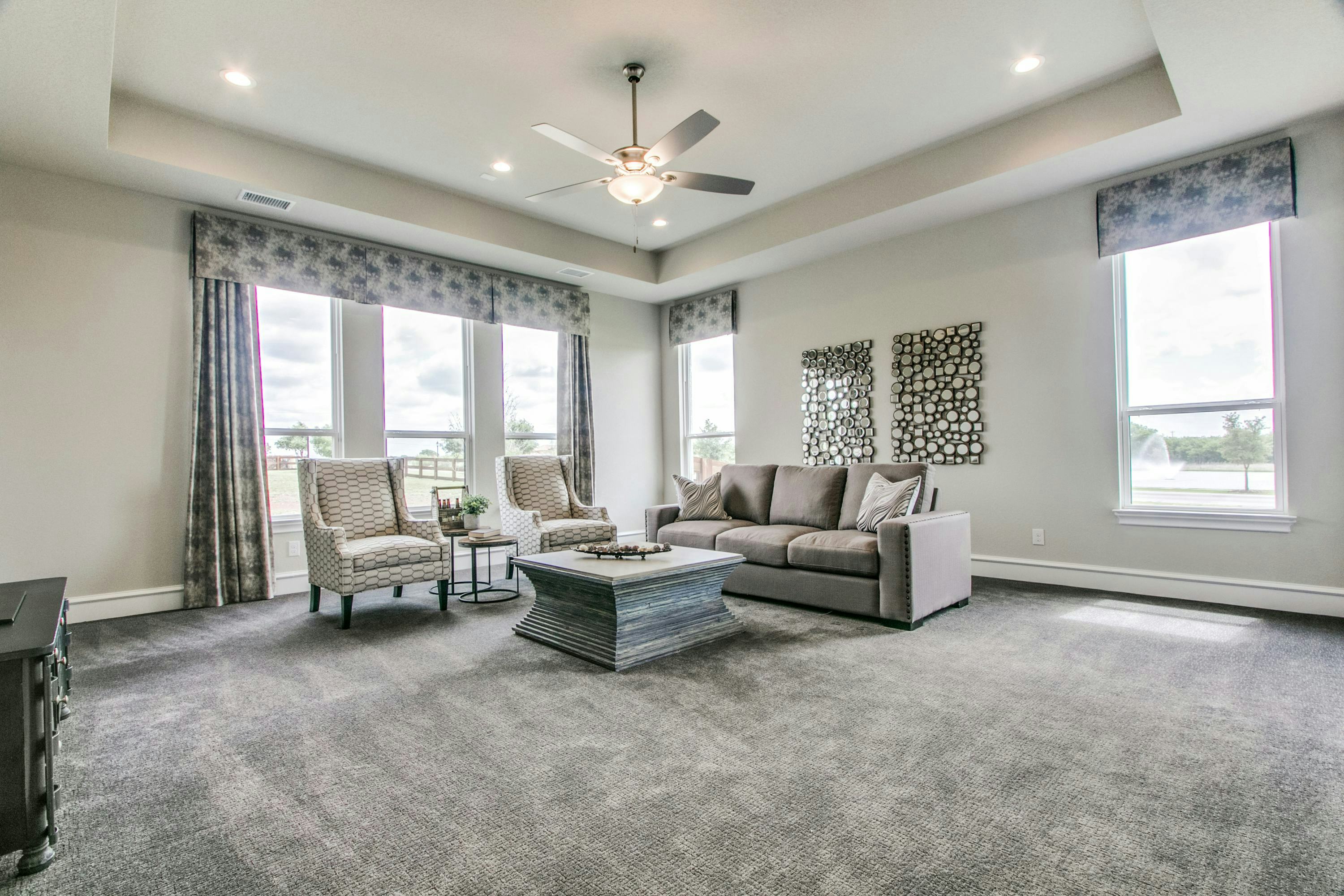 Family room of The Highlands of Northlake home in Northlake, TX by Kindred Homes