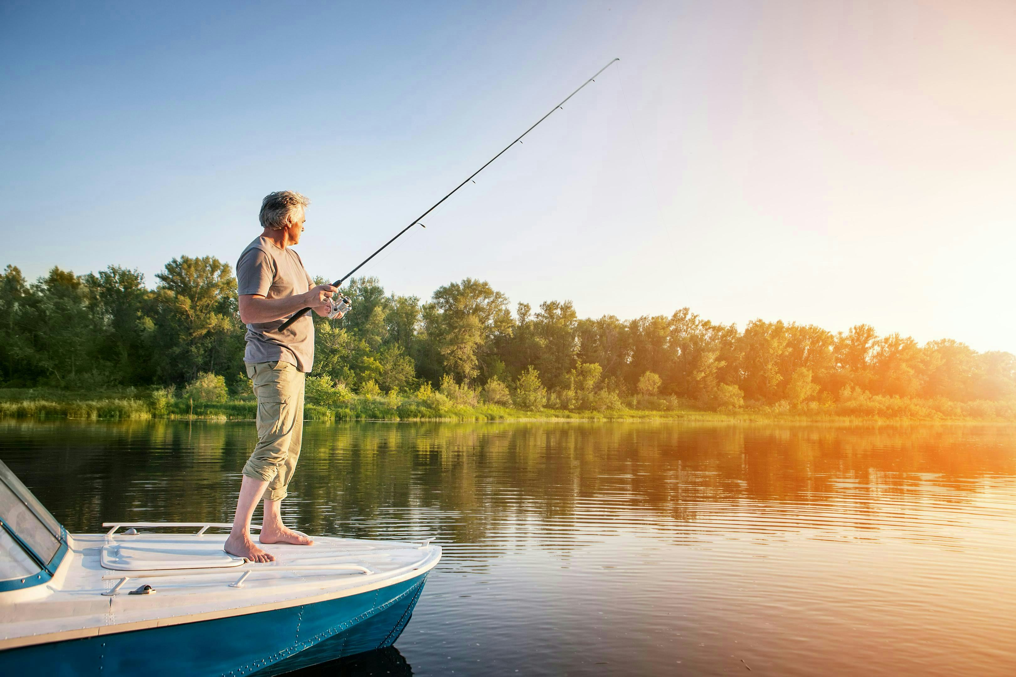 Elderly man fishing near Azle, Texas