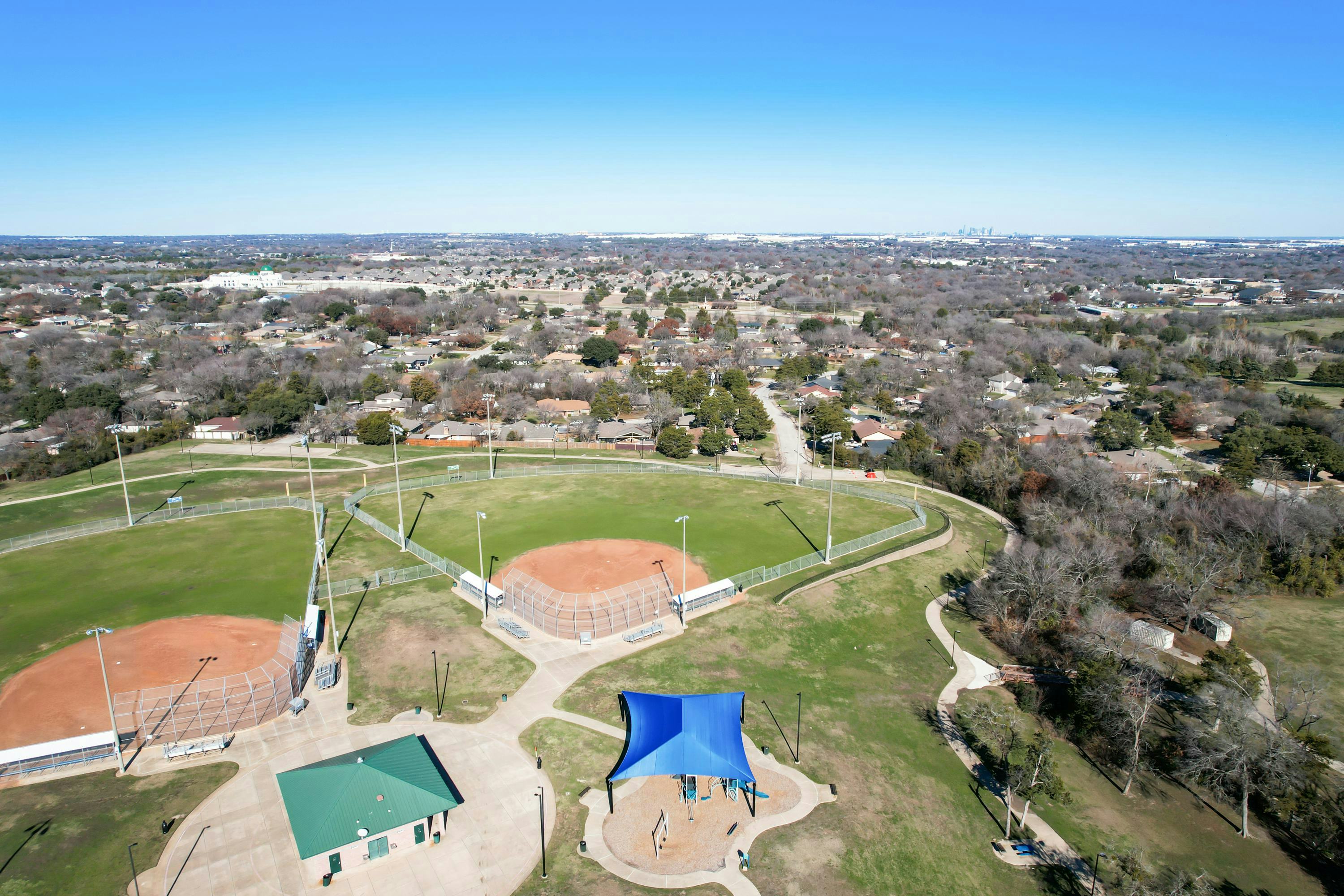 Baseball Fields and Park Aerial in DeSoto by Kindred Homes