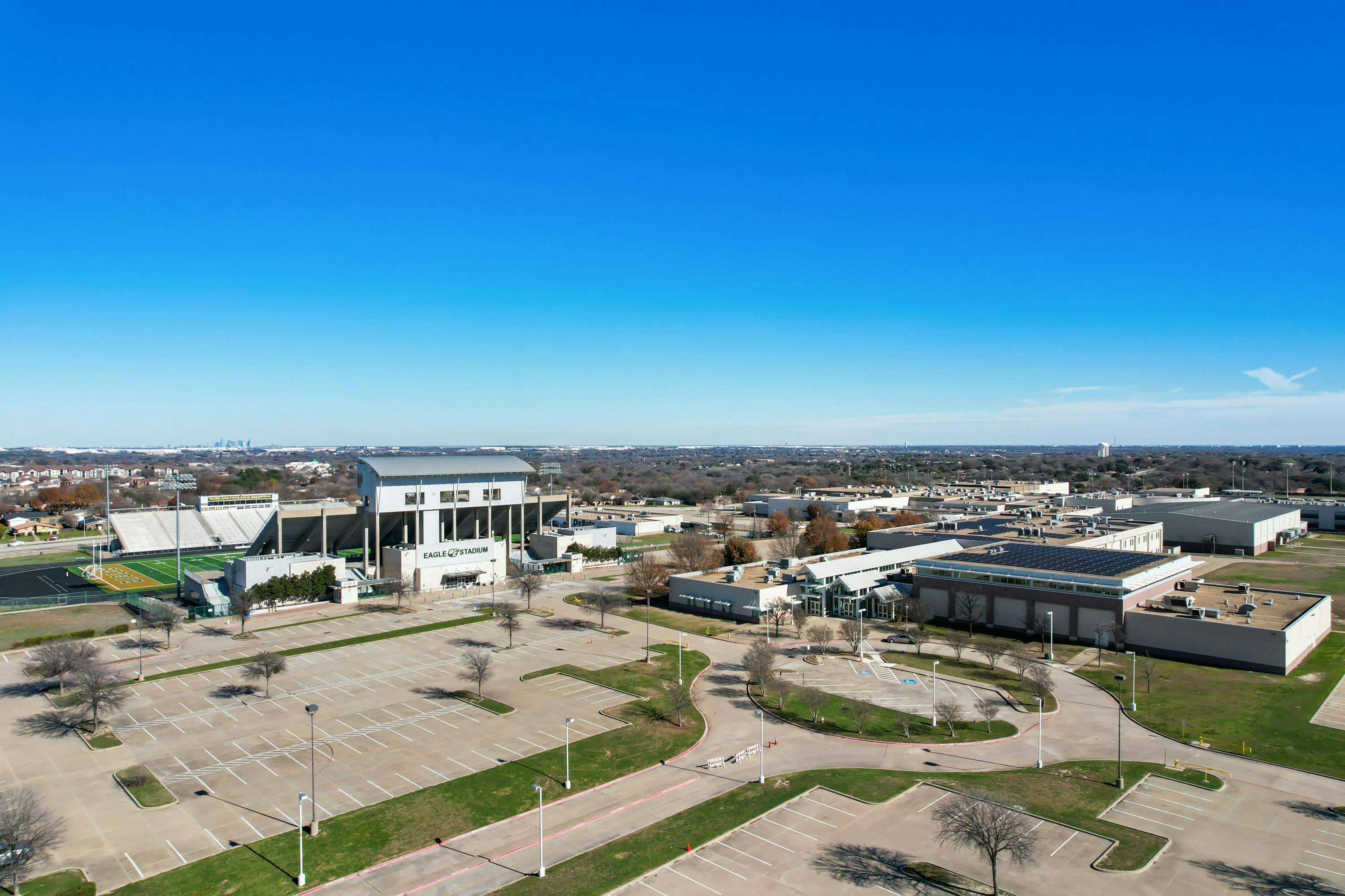 DeSoto School and Stadium Aerial by Kindred Homes