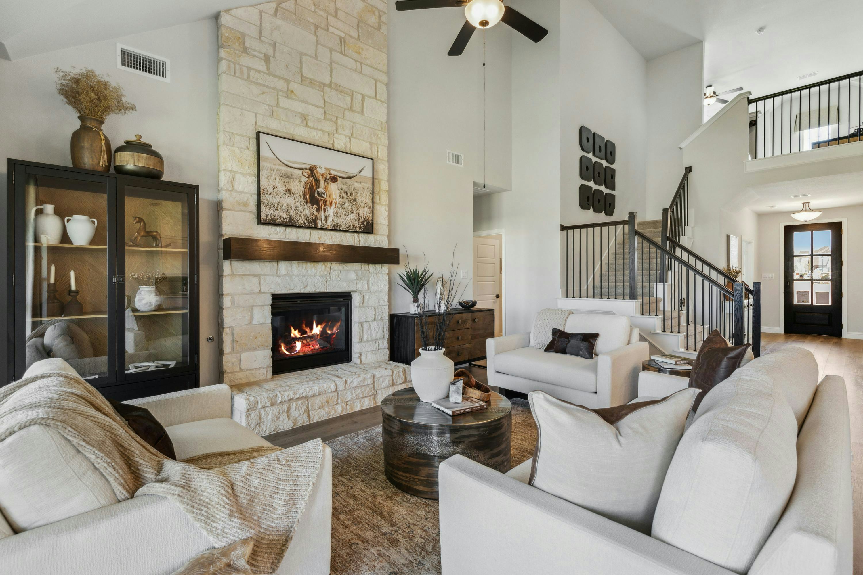 Westside Preserve home living room and staircase in Midlothian, TX by Kindred Homes