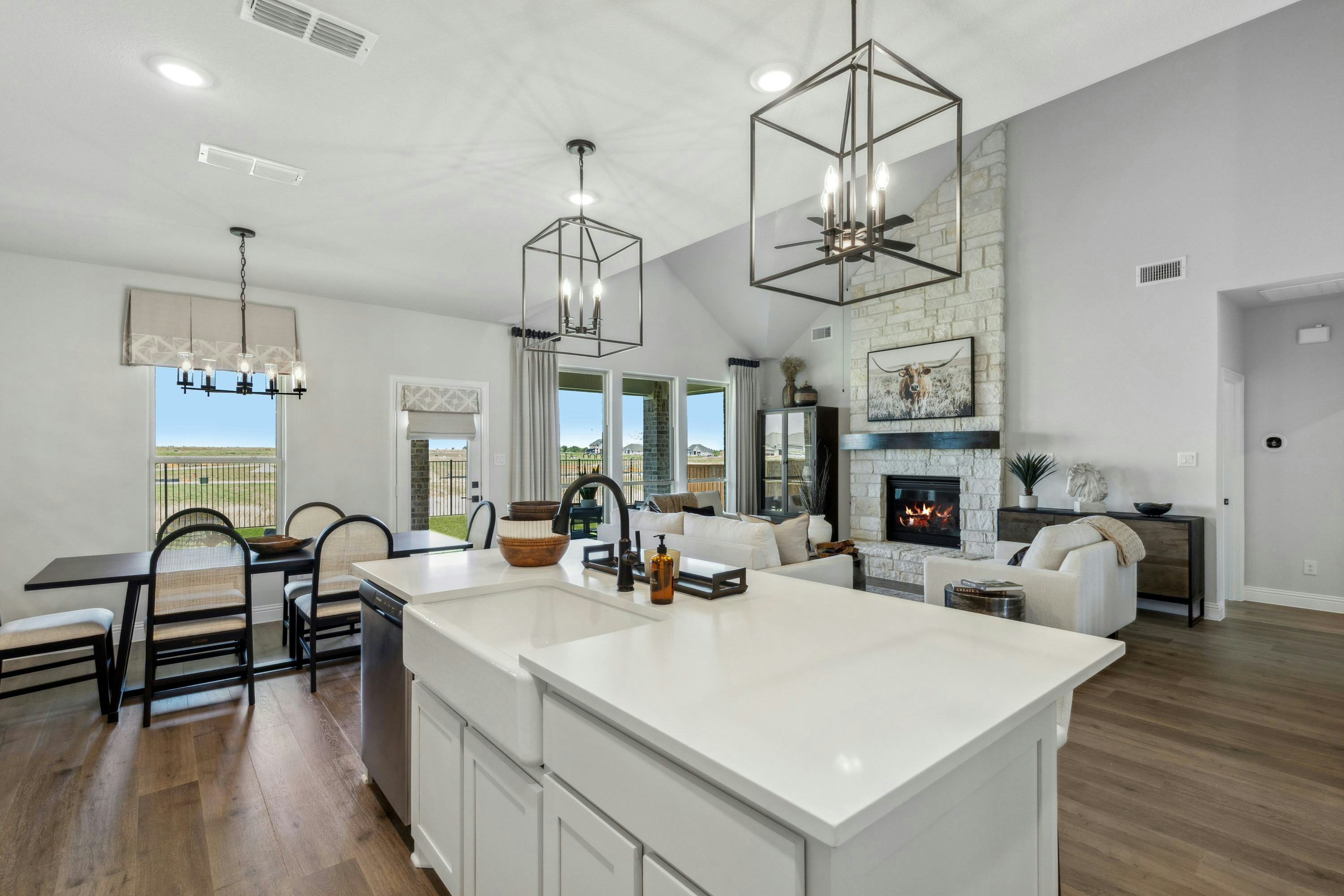Westside Preserve home kitchen and living room in Midlothian, TX by Kindred Homes