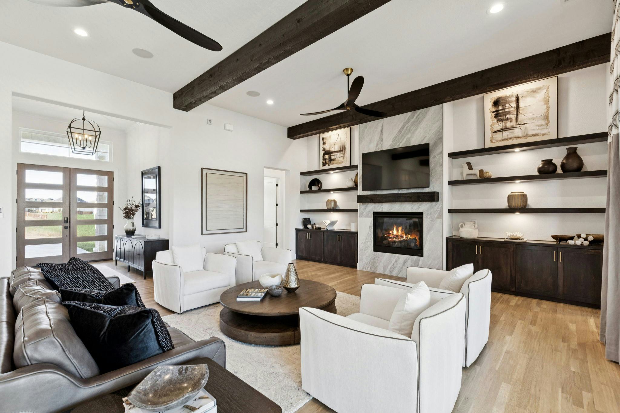 Open concept living area of the custom model home at The Vines by Kindred Homes