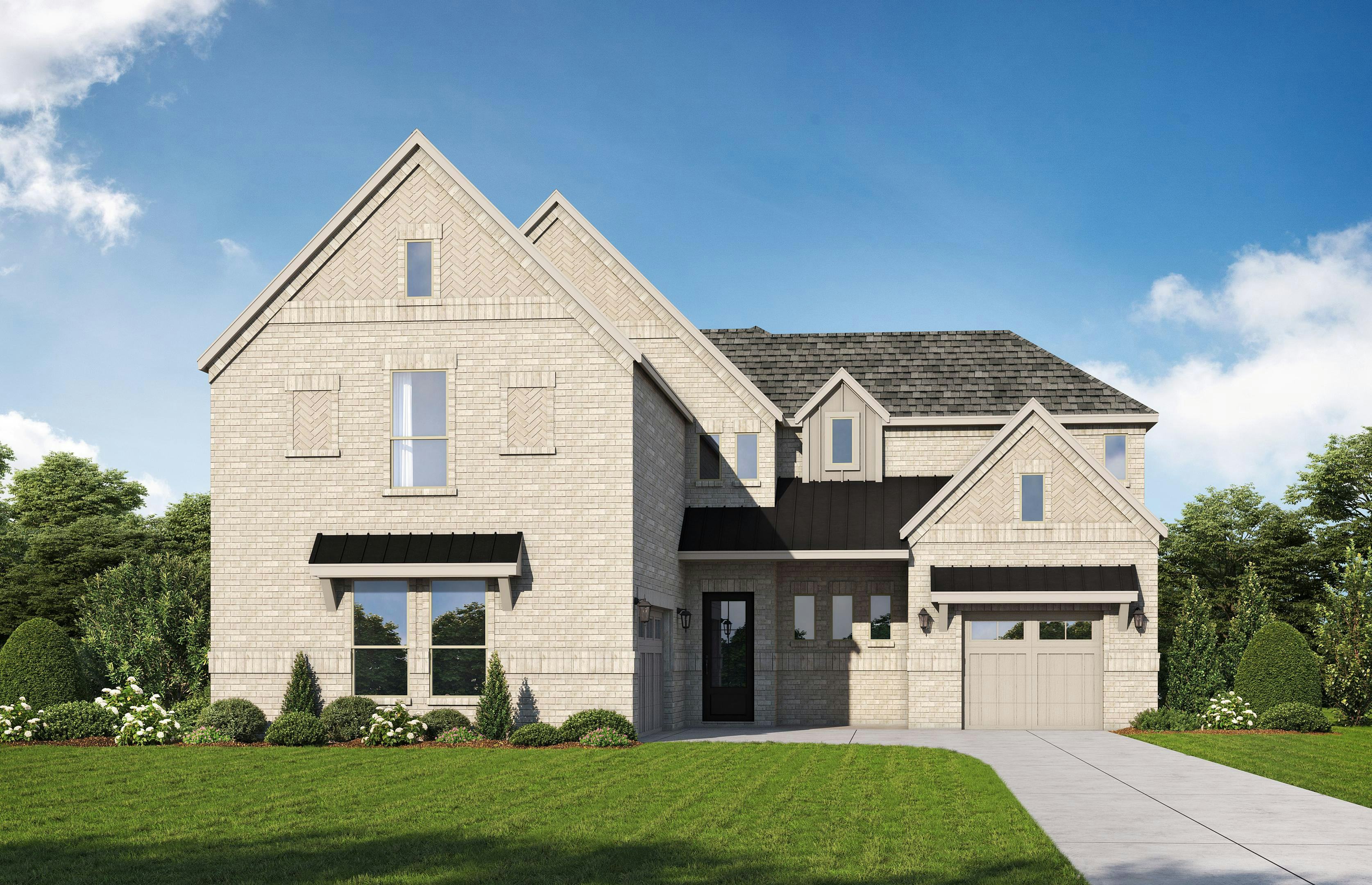 Exterior rendering of the Bowie floor plan by Kindred Homes.