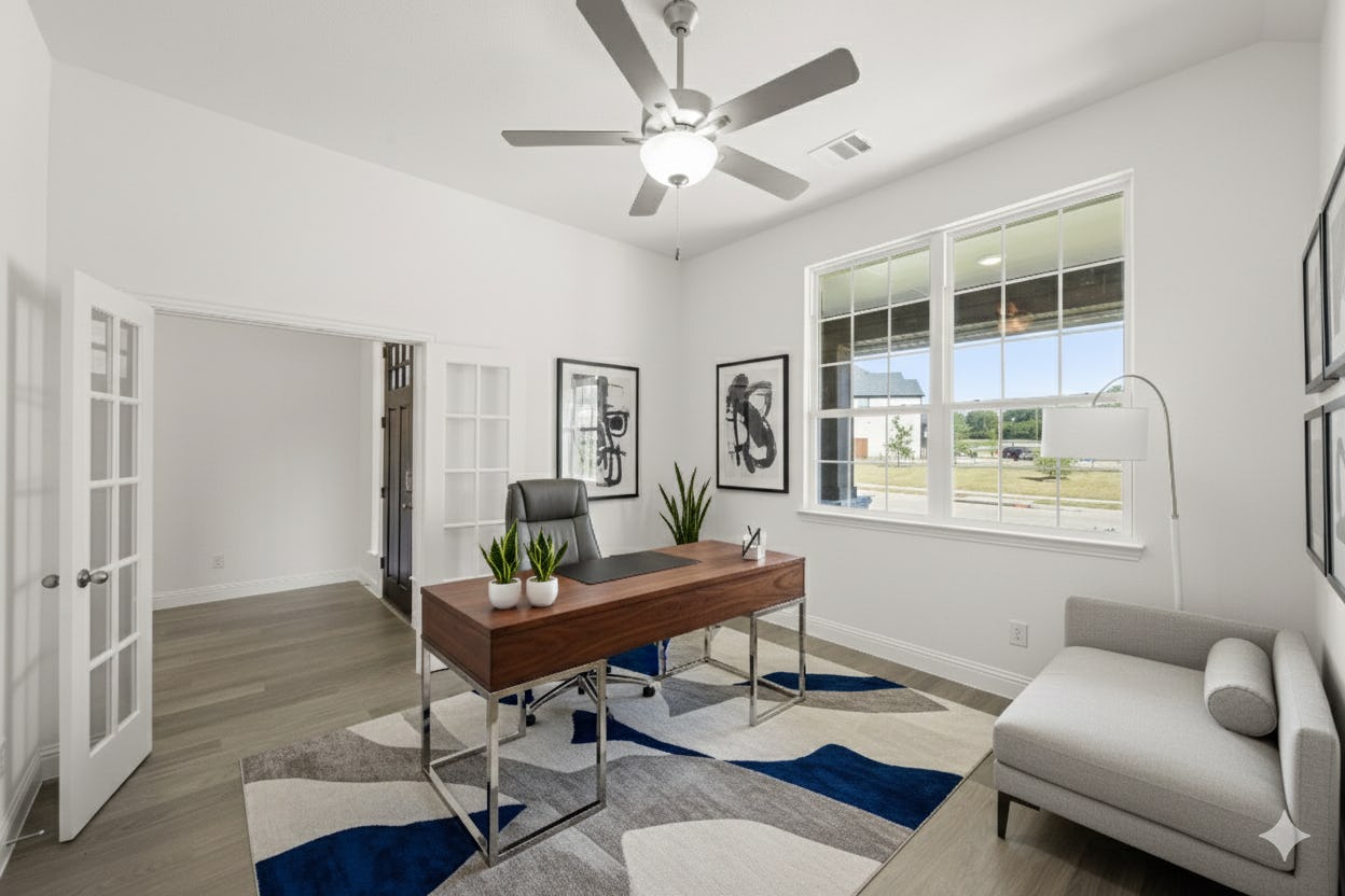 Virtually staged study in the Garner floor plan at Kentsdale Farms by Kindred Homes