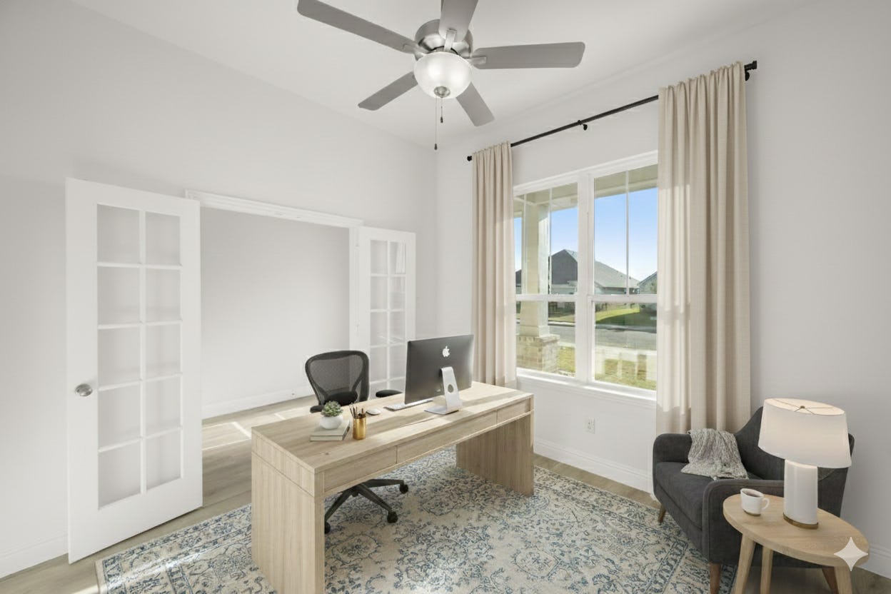Virtually staged study at the Cherry floor plan at Westside Preserve by Kindred Homes.