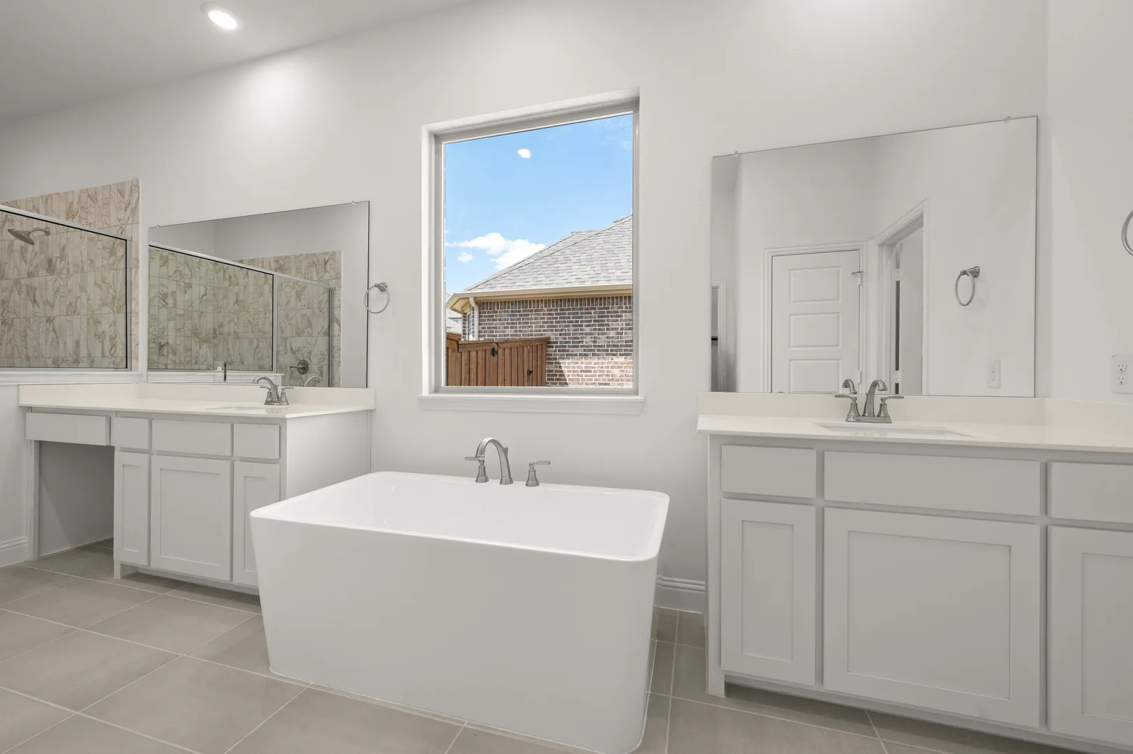 Primary bathroom in available home at Westside Preserve by Kindred Homes in Midlothian