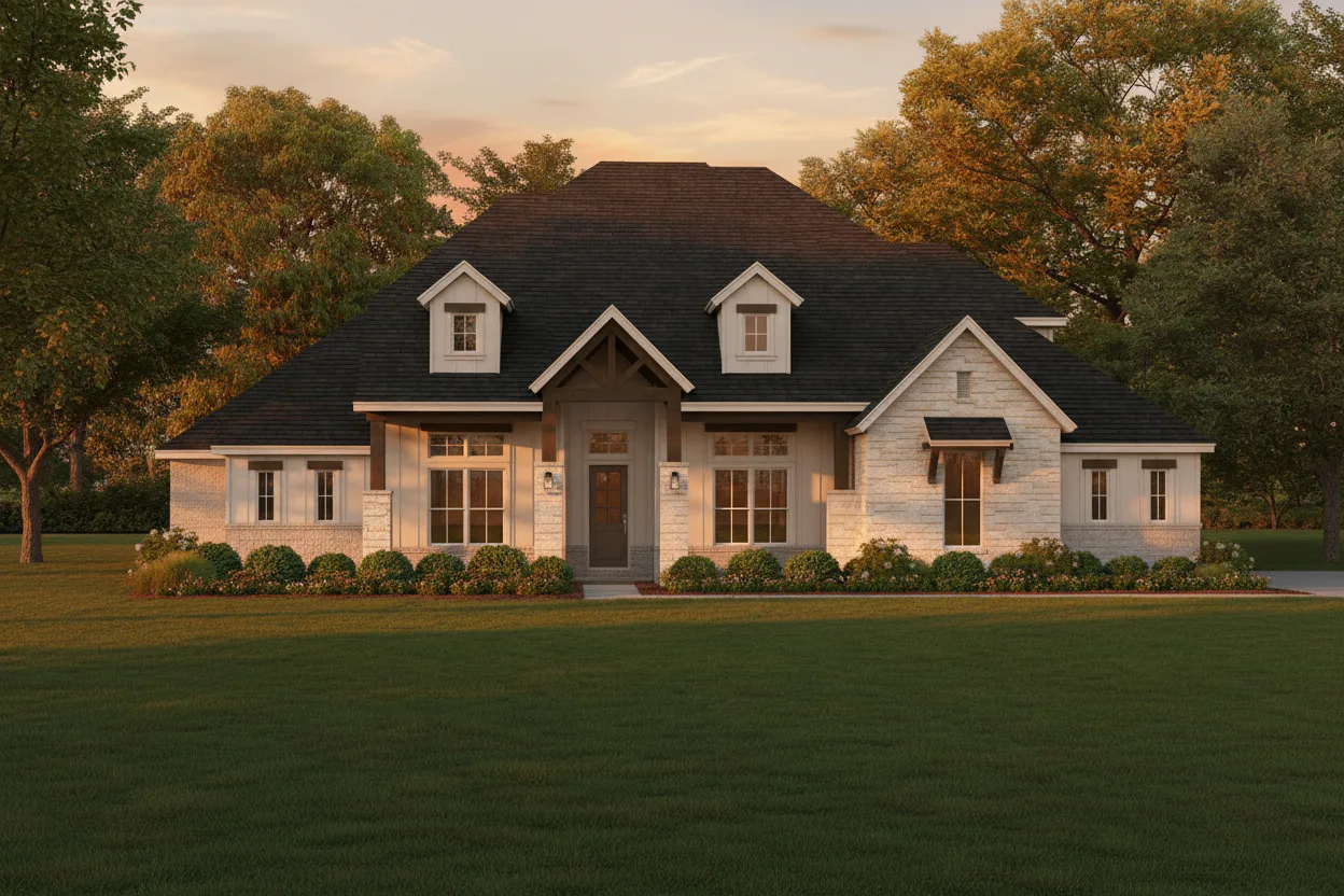 Elevation B of Harris Plan by Kindred Homes