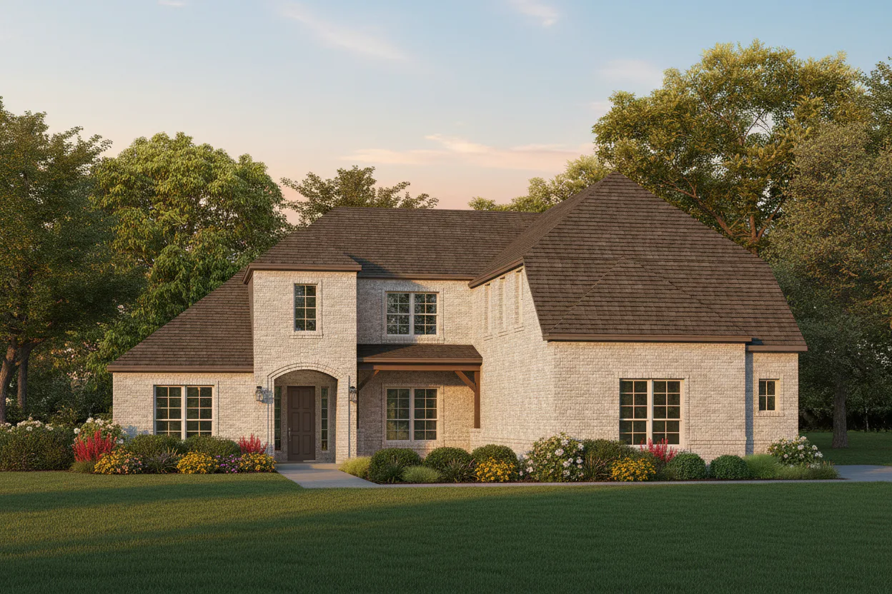 Exterior rendering of Manor (Side Entry) Plan by Kindred Homes
