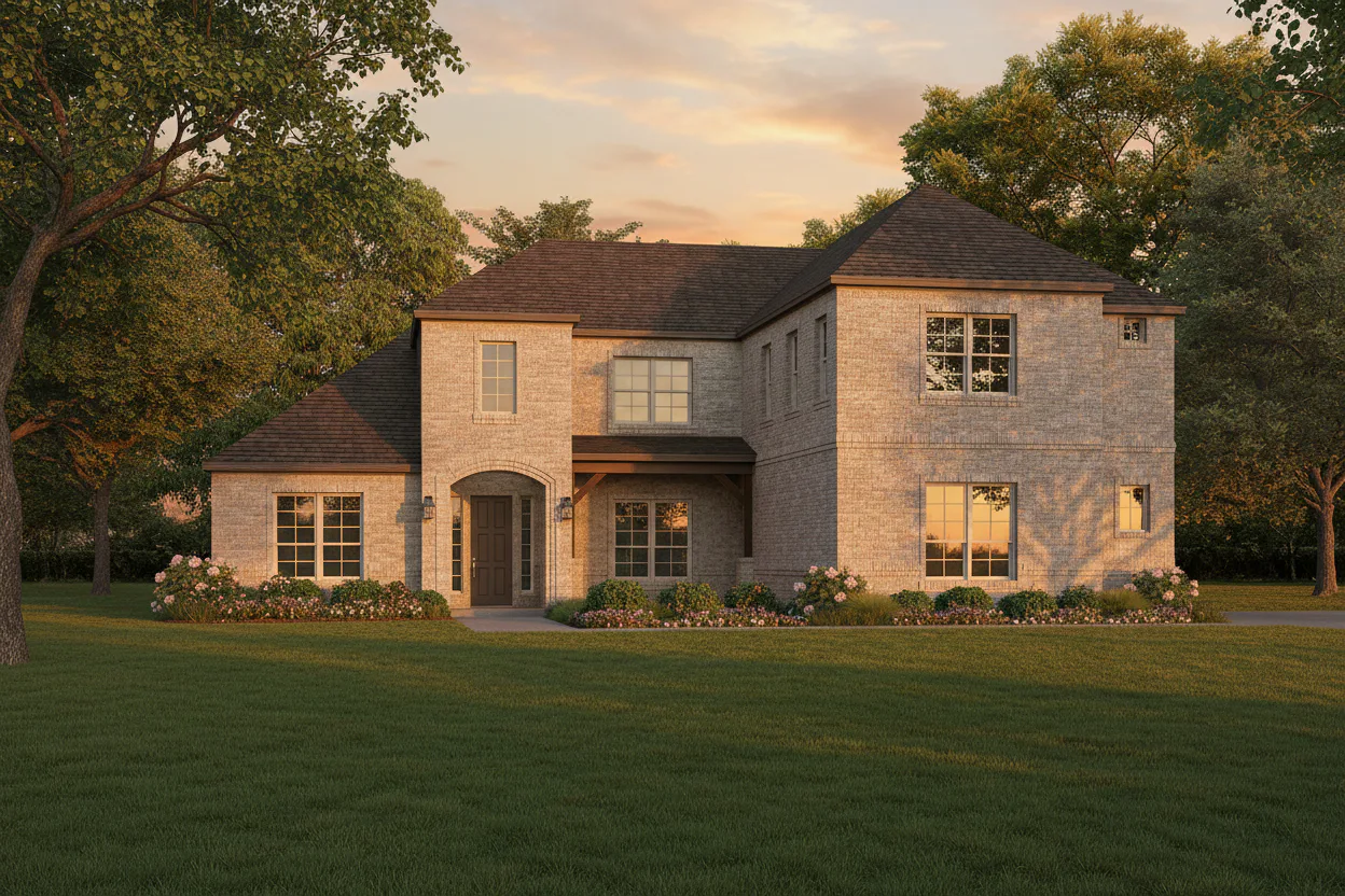 Exterior rendering of Manor (Side Entry) Plan by Kindred Homes