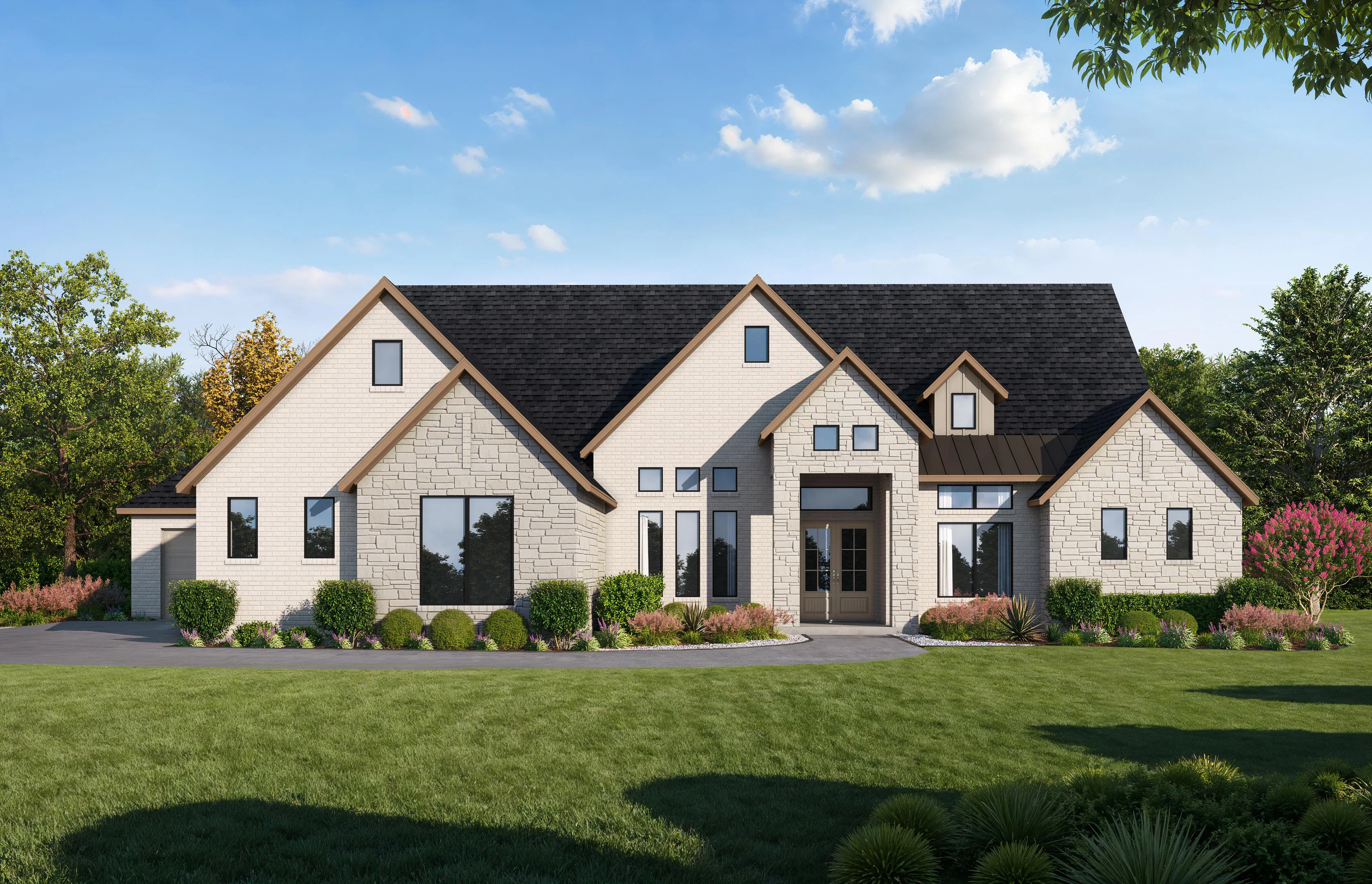 Exterior rendering of custom home available at The Vines in Haslet TX