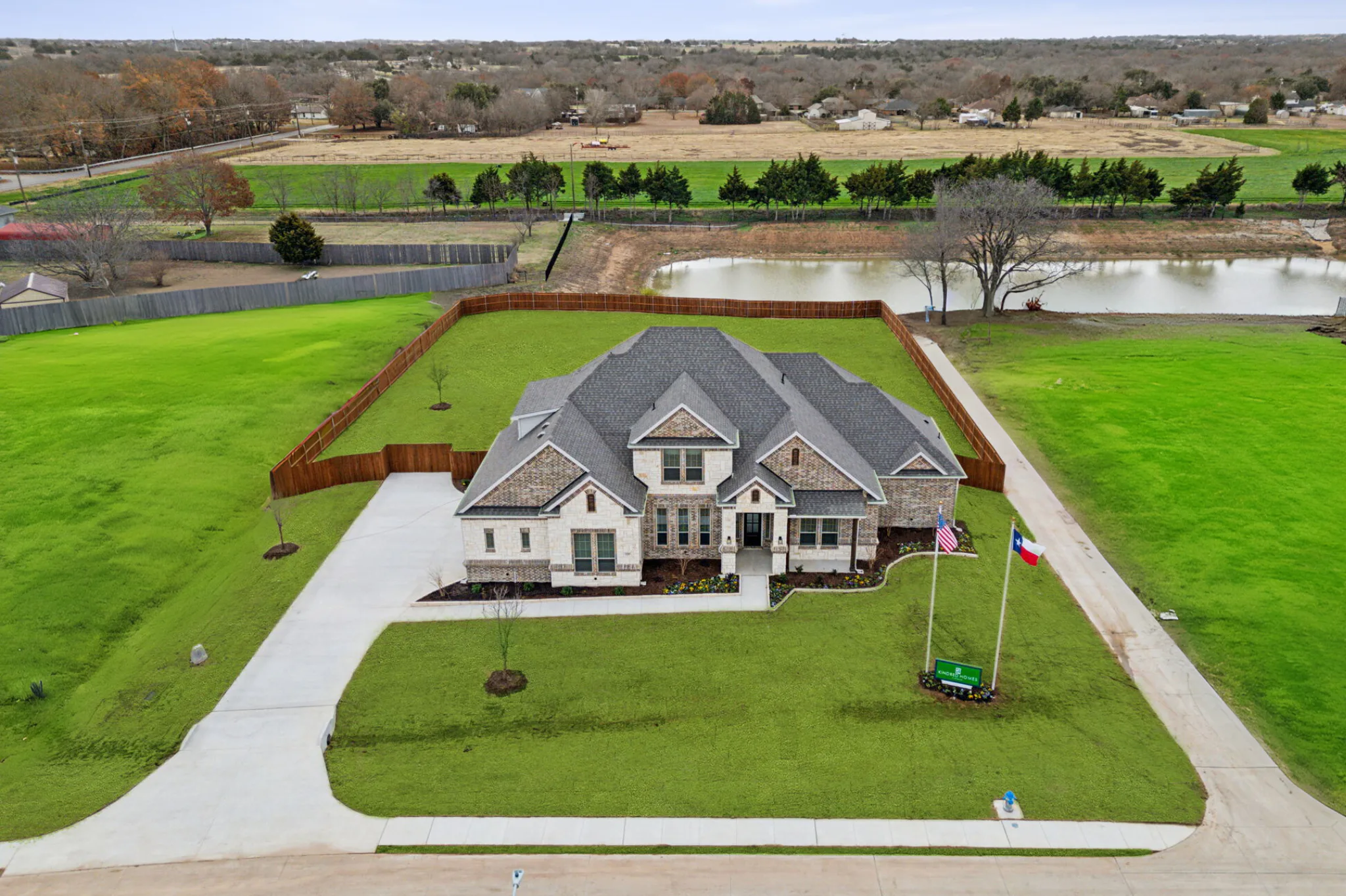 Aerial photo of model home at Hampton Park Estates by Kindred Homes in Glenn Heights