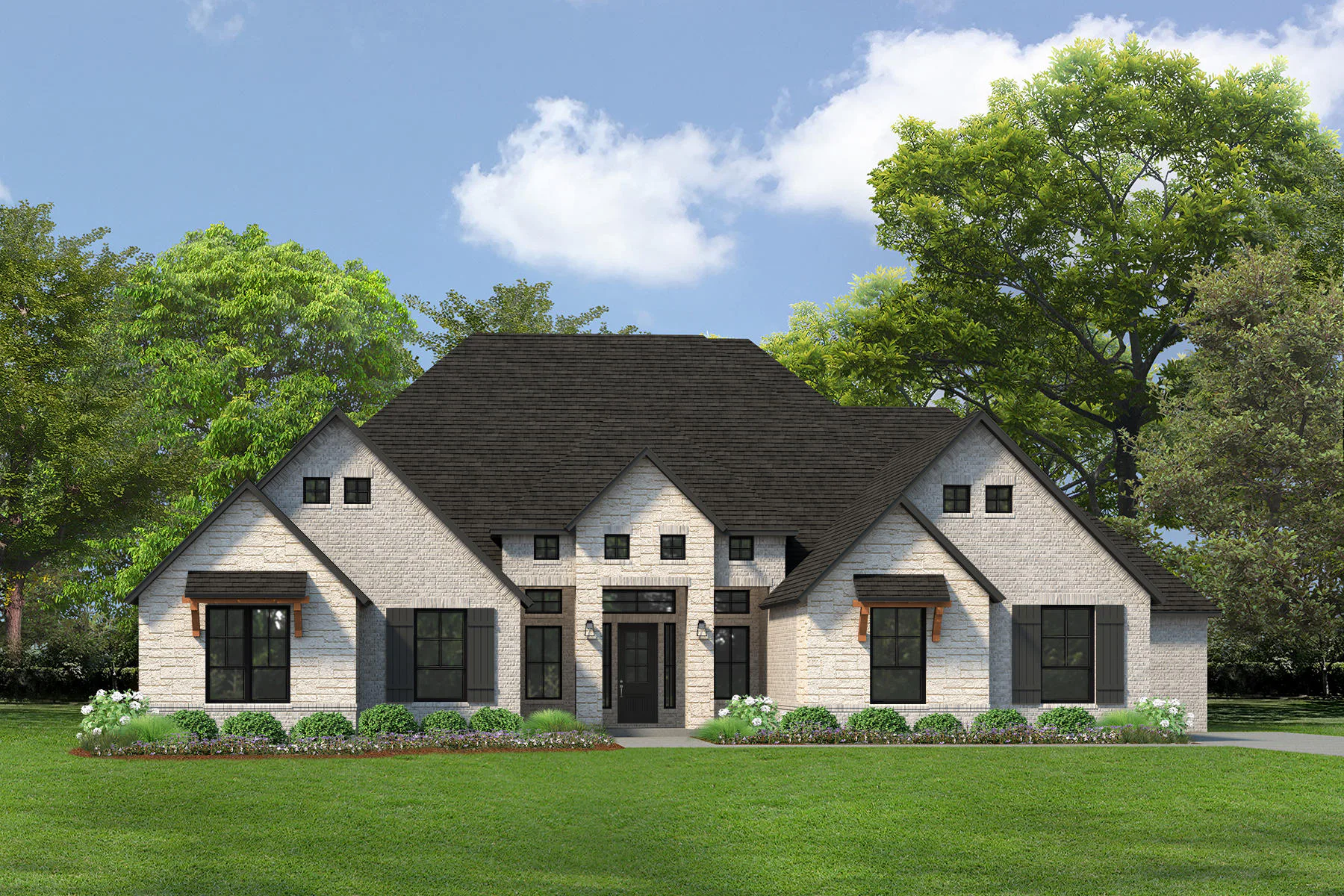 Exterior rendering of available transitional ranch style home at Heritage by Kindred Homes in McLendon-Chisholm