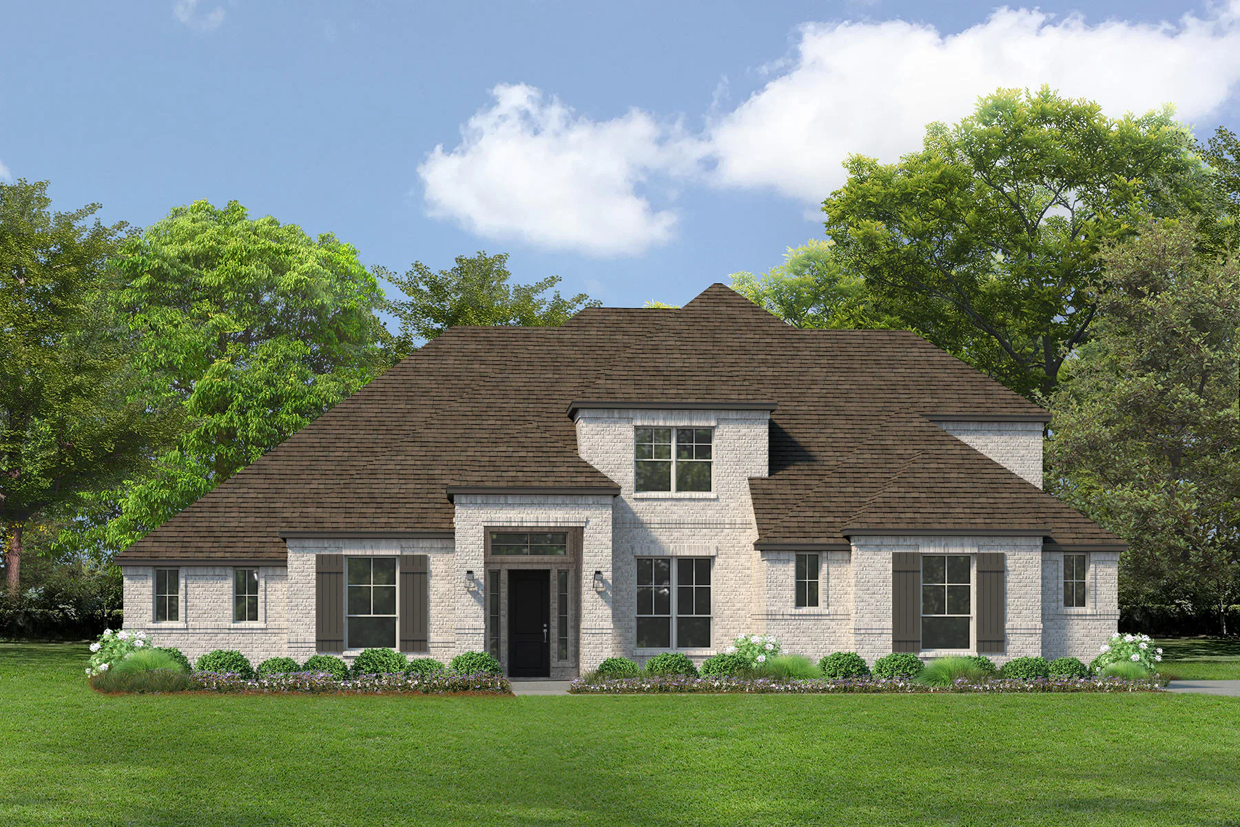 Exterior rendering of a new traditional style home by Kindred Homes