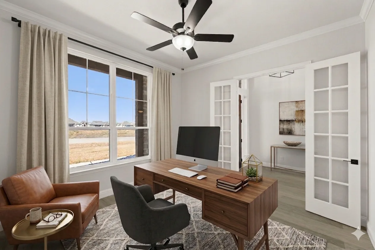 Virtually staged study in the Brady floor plan at Heritage by Kindred Homes