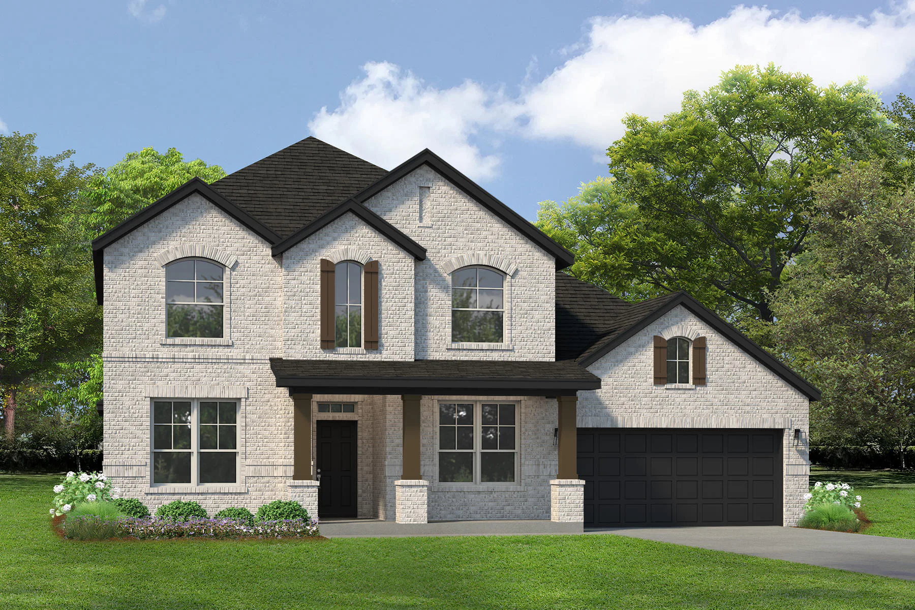 Exterior rendering of a new traditional style home by Kindred Homes