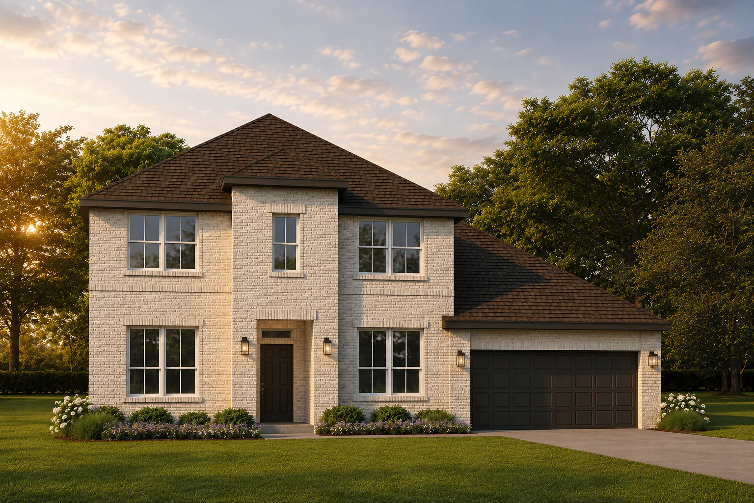 Exterior rendering of a new traditional style home by Kindred Homes