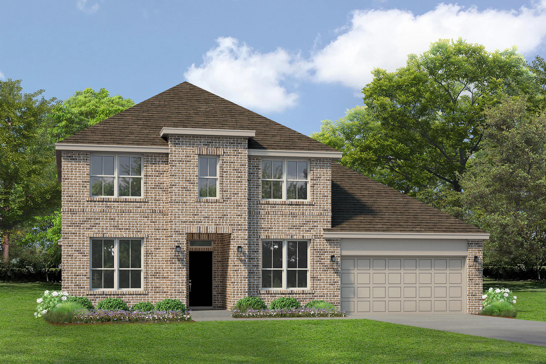Exterior rendering of a new traditional style home by Kindred Homes