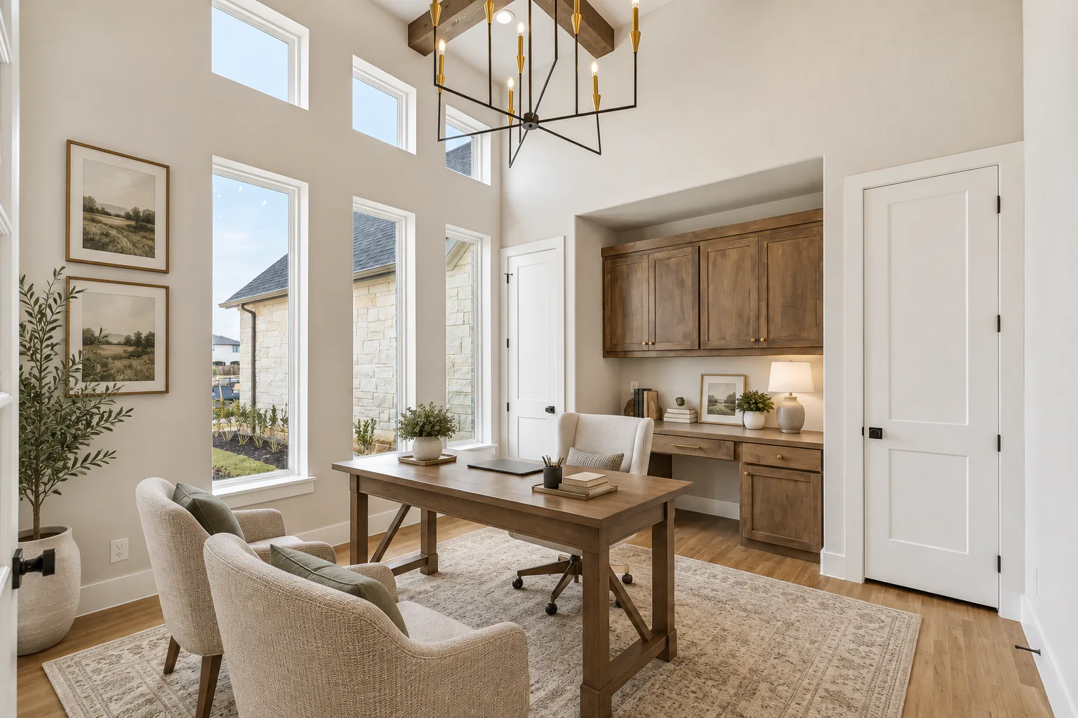 Virtually staged study in a custom home by Kindred Homes