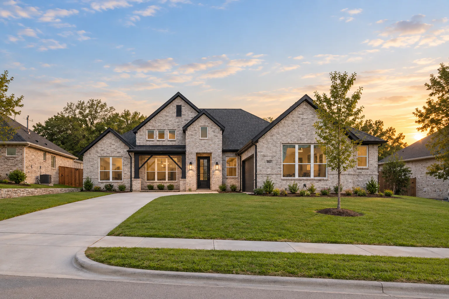 Exterior of a transitional ranch style home by Kindred Homes