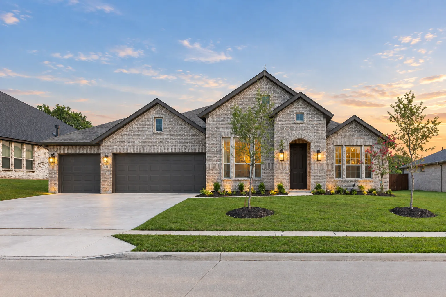 Exterior of a modern farmhouse transitional style home by Kindred Homes
